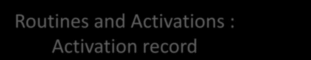 Routines and Activations : Activation record 41