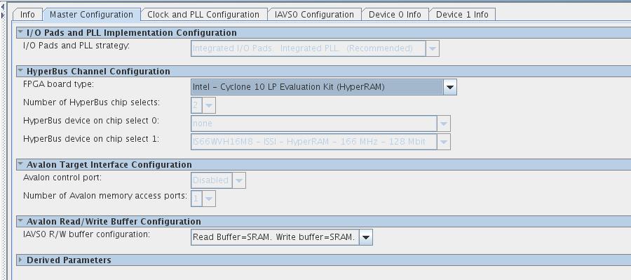 In the "Master Configuration" tab The open-core edition of SLL HBMC IP only supports HyperRAM. The full edition of SLL HBMC IP supports any combination of HyperFlash and HyperRAM.