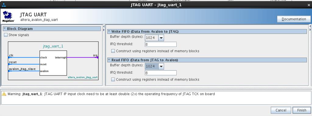 double clicking on the JTAG_Uart.