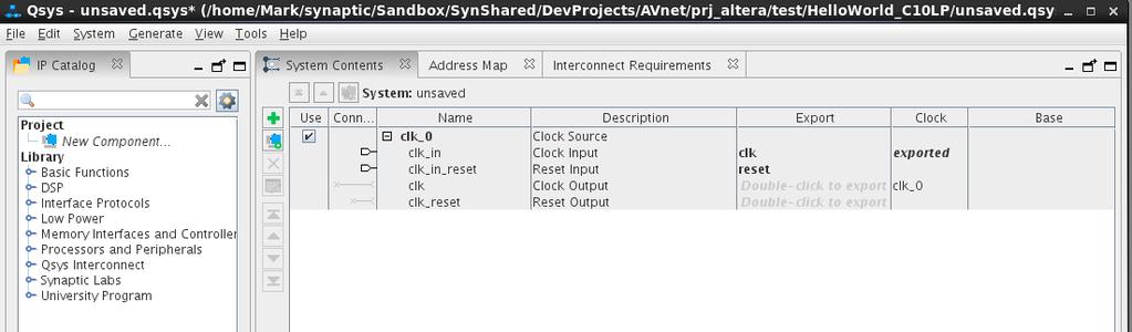 3. Creating the reference Qsys project In the menu bar of Quartus Prime, select Tools Qsys Save the Qsys project.