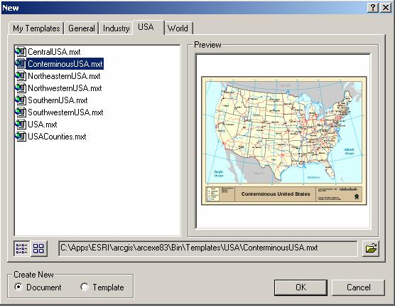 Once you have the template loaded, your ArcMap session should look