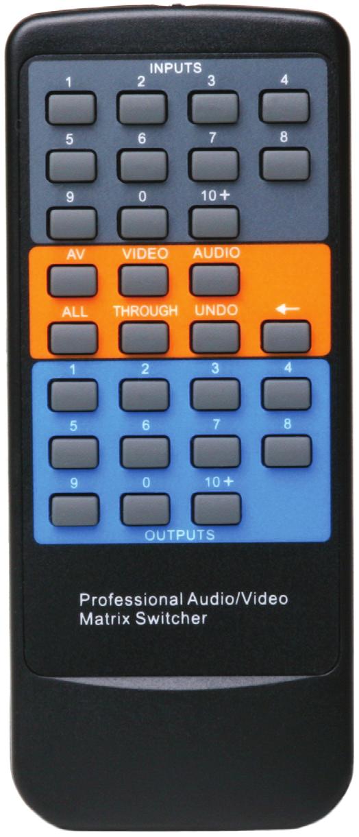 AT-HD-V1616M IR Remote Control Input Selection: Press the number corresponding with the input you wish to select, for numbers 10 and above select 10+ and the number following.