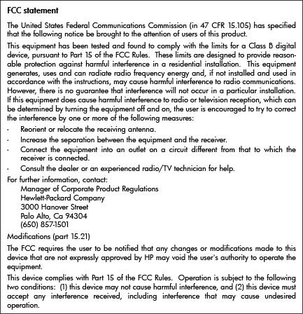 FCC statement Notice to users in Korea VCCI (Class B) compliance statement for users in