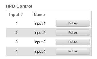 Advanced Operation Web Interface I/O Setup HPD Control Input # The number of the input. Name The name of the input.