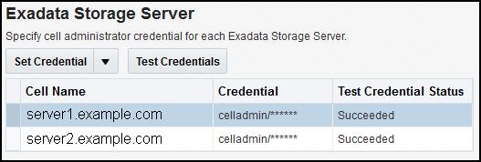 Exadata Virtualized Provisioning Figure 6 17 Set Exadata Storage Server Credentials Click Next to define the Virtual Machines. 4.