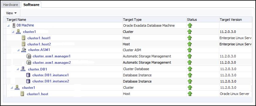 Resource Utilization Graphs Figure 6 33 Exadata Database Machine Software Tab 6.6 Resource Utilization Graphs 6.6.1 Cluster Placement The following compute resource allocation graphs are available in virtualized Exadata.