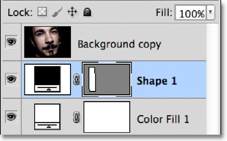 We need to swap the order of the two layers so the Shape layer appears below the Background copy layer, and we can do that with another handy keyboard shortcut.