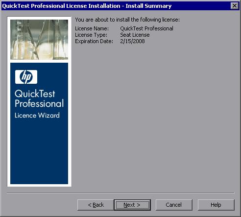 Chapter 3 Working with QuickTest Professional Licenses 6 Paste the key into the QuickTest Professional License