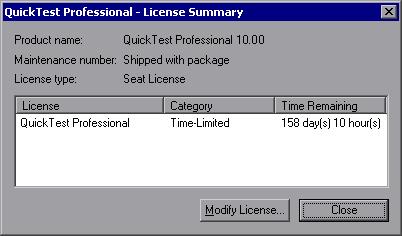 Chapter 3 Working with QuickTest Professional Licenses Modifying License Information After you install QuickTest Professional, you can modify your license key and/or change your license type at any