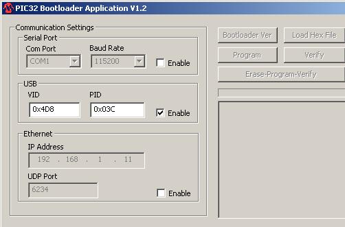 23. Program the application using the bootloader In this step you will program the application using the bootloader. Double click and run the PC application PIC32UBL.exe.