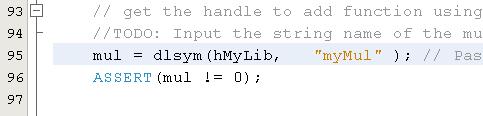 11. Get the handle to mul function of the library Similar to previous step, get the handle to mul function. 12.