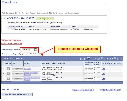 2. The Class Detail page displays. 3. To return to the Faculty Center, select the Return to Faculty Center link.