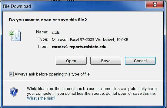 4. The File Download dialog box displays. Select the Save button to save the file to your computer or portable device.