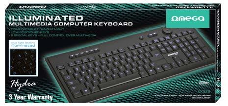 ILLUMINATED MULTIMEDIA Comfortable Typing At Night Low Positioned Keys Multimedia computer keyboard with 9 special