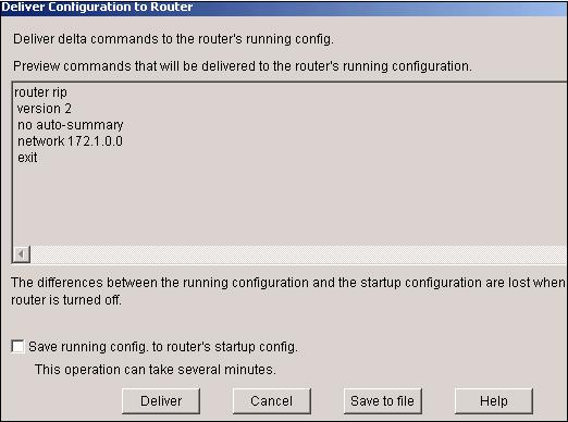 This window shows the dynamic RIP routing configuration.