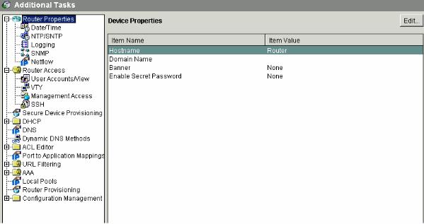 2. Choose Configure > Additional Tasks > Router Access > User Accounts/View in