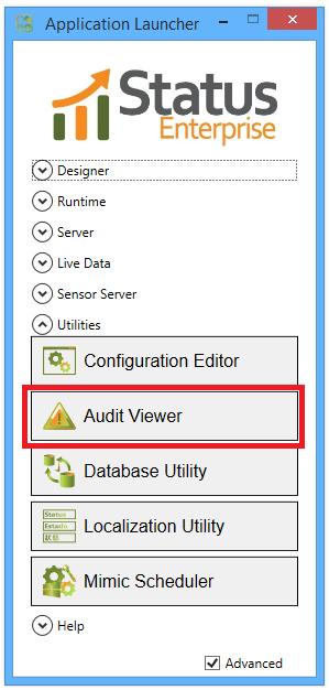 10 Audit Viewer The Audit Viewer is a utility in the Status Enterprise that allows users to view the Audit Table in the database. It is primarily used to view error logs. 10.