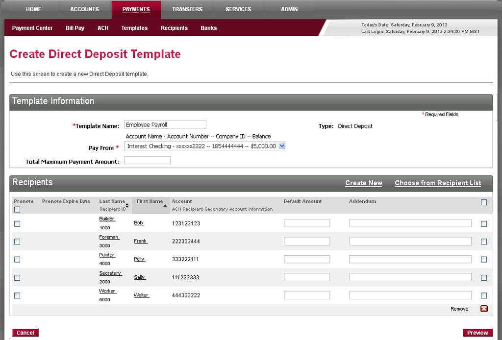 Create a New Template A payment template provides common information for payments made on a regular basis or payments that contain much of the same criteria.