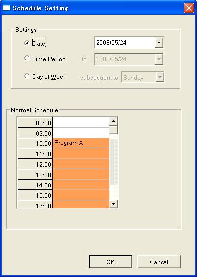 Change scheduled times of programs Point the cursor to the top (or bottom) of a program registered on the schedule sheet, then the cursor turns into a two-headed arrow. Then drag & drop it.