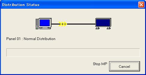 3.7.2 LAN(Fixed IP) distribution When you execute distribution to the panels selected which connection mode are LAN(Fixed IP), the Distribution Status window is displayed and the distribution starts.