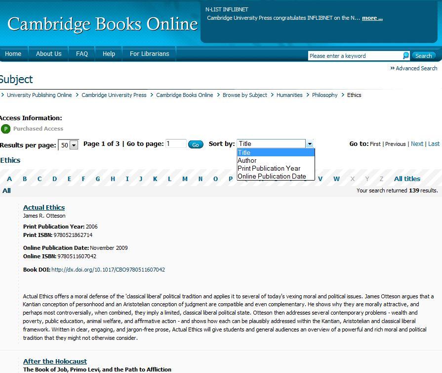 Click on title of interest to view home page of e-book. Navigation tool to jump on different pages.