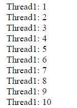 The output from the code looked like this when executed: It is however not certain that the first thread will be prioritized to finish before the second thread starts every time.