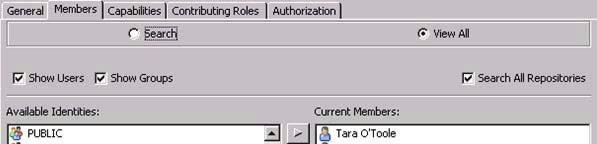 groups and roles within a metadata server.