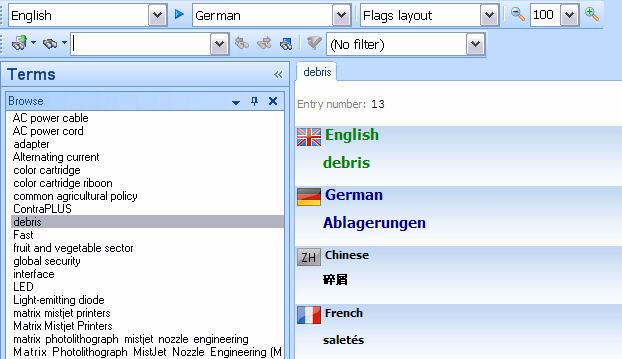 4 Searching Termbases hoosing your Source and Target Language Searches are always executed in the selected source language. This is the language that is displayed in the source index dropdown list.