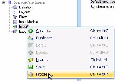 onverting Microsoft Excel Glossaries 7 2. Right-click Import and then select Process from the context menu. 3. On the first page of the Import Wizard click Browse and select the file glossary.mtf.