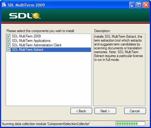 The SDL MultiTerm 2009 Desktop Installer displays the End-User License Agreement.