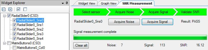 PSoC Creator Component Datasheet PSoC 4 Capacitive Sensing (CapSense ) 10. Observe the SNR label is updated with the signal to noise ratio.