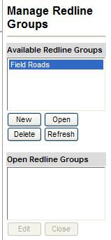 The Manage Redline Groups pane now displays
