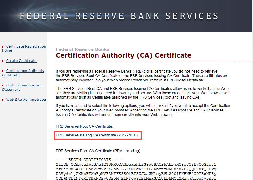 FRB Services Issuing CA Certificate 1.