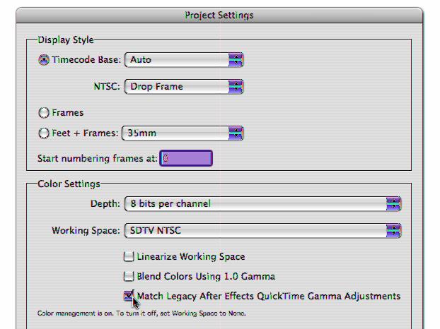 Figure 7: If your workflow takes you between Adobe applications on the Mac and Windows, disable the Match Legacy Gamma option.