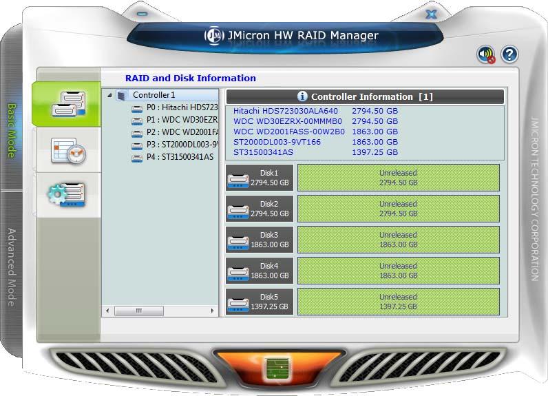 Configuring the Port Multiplier Using the JMicron RAID Manager Windows users may install the JMicron HW RAID Manager application located on the SATA Controller CD, or download it from http://addonics.