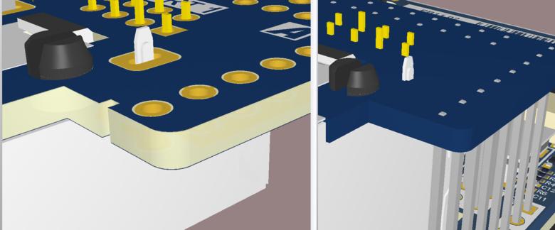 Imported Model With and Without Notch The board was exported as a step file (image on the right above) and included in an assembly of boards, the assembly PCB document will need to be updated to