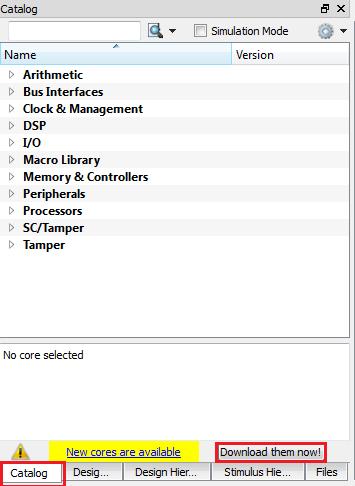 2. Click the Catalog tab, as shown in Figure 6. If a message is displayed New cores are available, click Download them now!