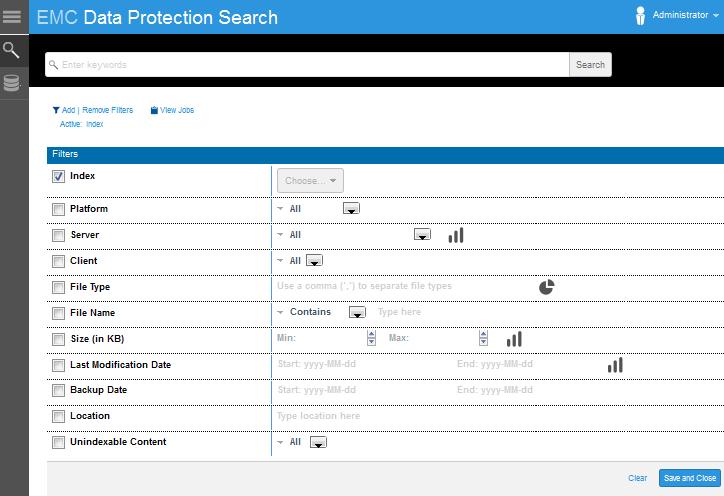Performing Searches Search overview Data Protection Search is a Google like search that performs full content index, or metadata only index searches.