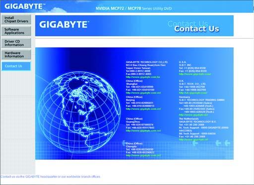 3-5 Contact Us For the detailed contact information of the GIGABYTE Taiwan
