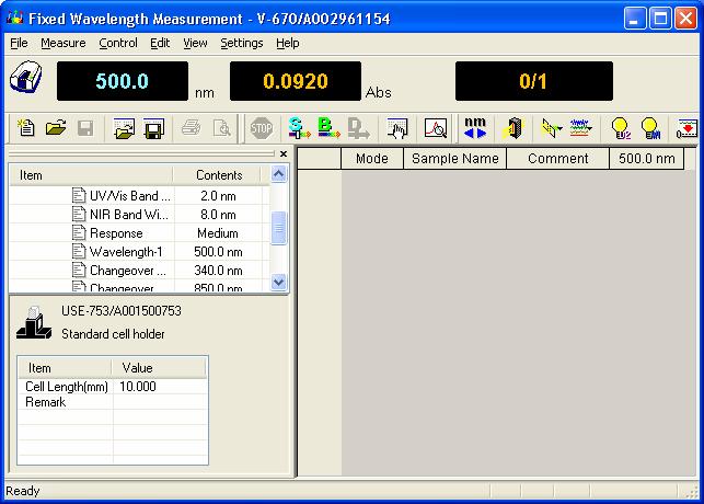 9 [Fixed Wavelength Measurement] Program Reference The Fixed Wavelength Measurement program measures the changes to a sample's absorbance, transmittance and reflectance at a fixed wavelength.