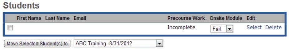 To Edit a Student s Details Press the Select link that occupies the same row as the student s name. A Student Details box will appear.
