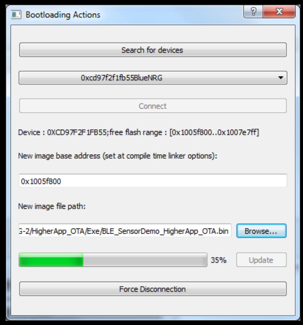 Running the BlueNRG-1_2 DK SW package OTA demo applications Figure 7: OTA process: bootloader