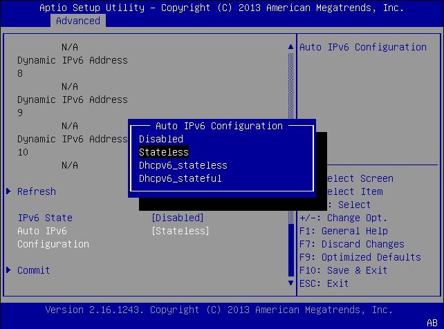 Modify Service Processor Network Settings (BIOS) b. In the Auto IPv6 Configuration, select an auto-configuration option. c.