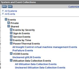 When you suspect you are experiencing a utilization data collection error, review the event listings available from this menu.