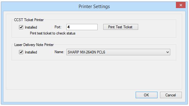 P R I N T E R S E T TIN G S Configure your printer settings by clicking the Settings / Printers menu item and completing the following fields in the Printer Settings dialog: 1.