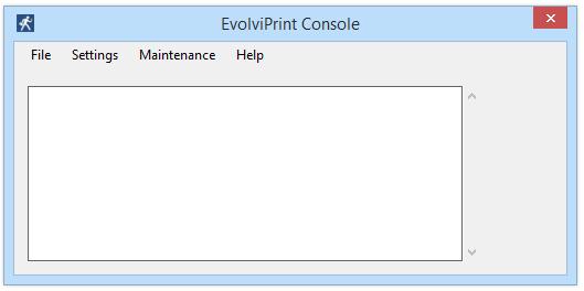E V O L V I P R I N T C O N S O L E The EvolviPrint console is used to configure EvolviPrint and to configure and maintain its printers.