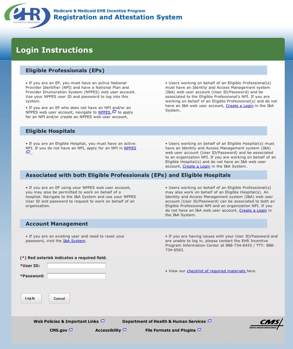 Step 2 Login Review the Login Instructions for Eligible Professionals.