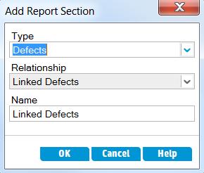 Chapter 8: Analyzing ALM Data c. Click OK. The Linked Defects section is added to the report tree, under the Tests section. 7. Configure document settings. a. In the report tree, select the Document root node.