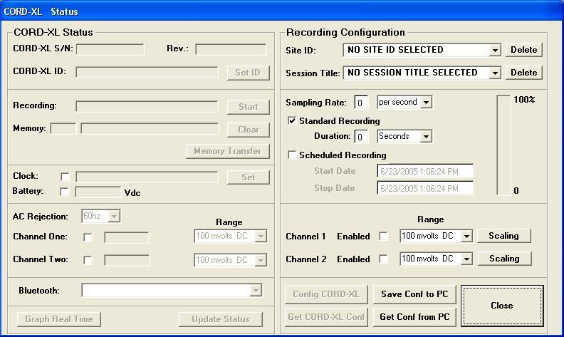 The only fields and buttons available are the ones you can use to prepare a new or modify an existing Recording Session.