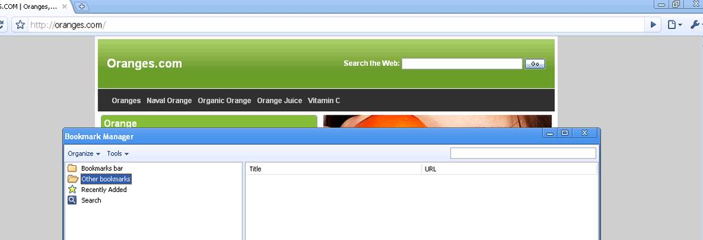 (4) In the Bookmark Manager window, the user may select, for example, Other Bookmarks (item 4) in which to manually